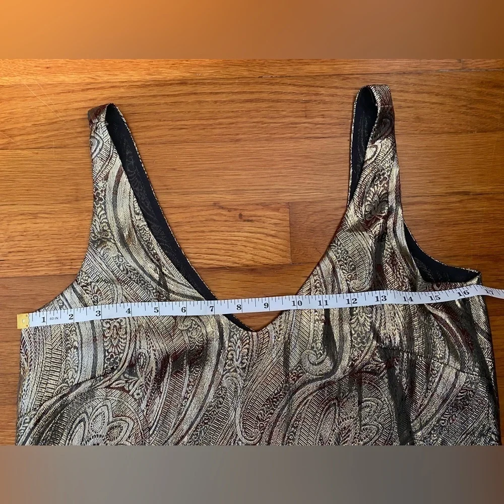 NWT J. Crew Cate Cami Gold Top Tank Metallic Silk Paisley, NWT, Size 0